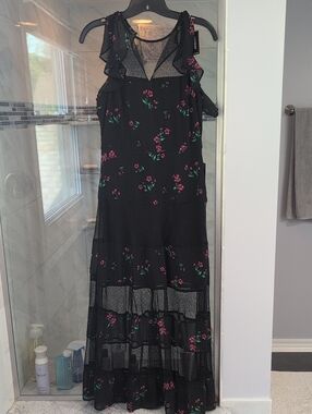 Express Black Maxi Dress with Floral Print